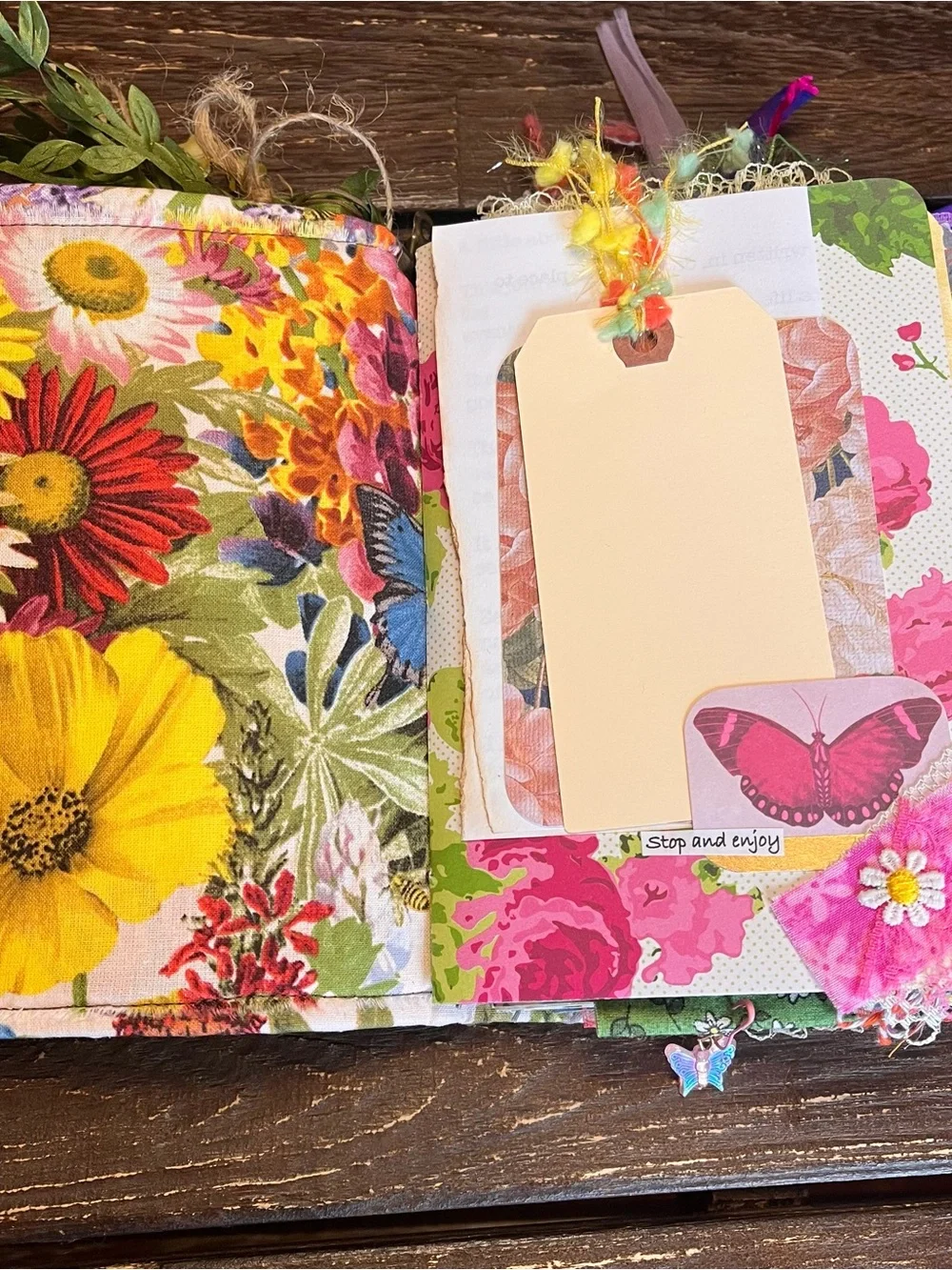 Butterfly Junk Journal Faith Floral Nature Flowers Softcover Decorated 3 Sig - Picture 8 of 16